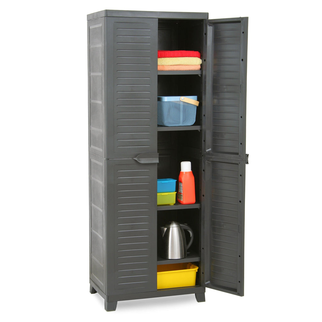 RAM Quality Products ELITE Adjustable 4 Shelf Storage Utility Cabinet, Dark Gray-Furniture | Cabinets & Storage | Storage Cabinets & Lockers-Grease Monkey Garage