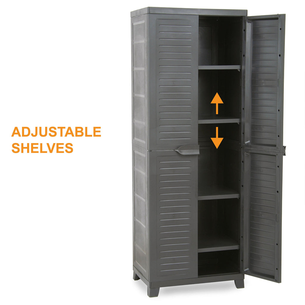 RAM Quality Products ELITE Adjustable 4 Shelf Storage Utility Cabinet, Dark Gray-Furniture | Cabinets & Storage | Storage Cabinets & Lockers-Grease Monkey Garage