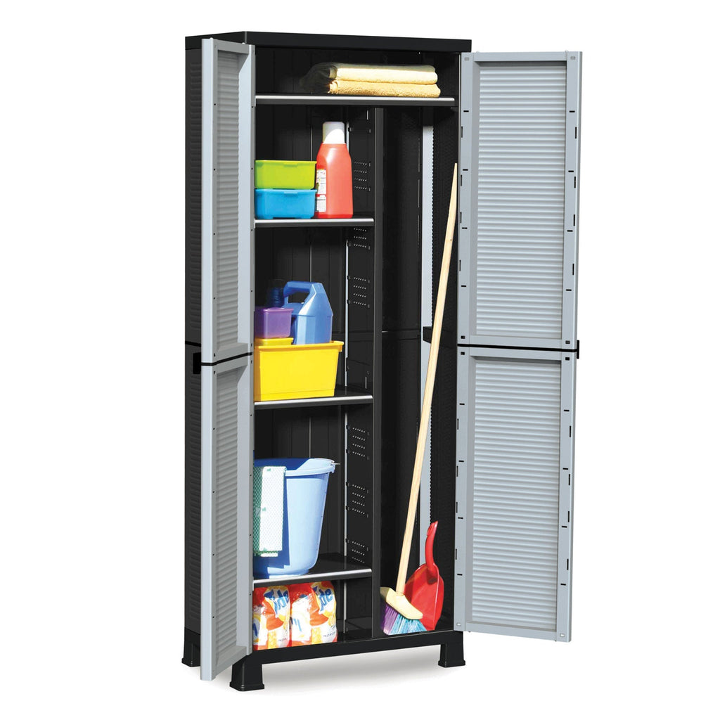 RAM Quality Products PRESTIGE 4 Shelf Adjustable Storage Utility Cabinet, Gray-Furniture | Cabinets & Storage | Storage Cabinets & Lockers-Grease Monkey Garage