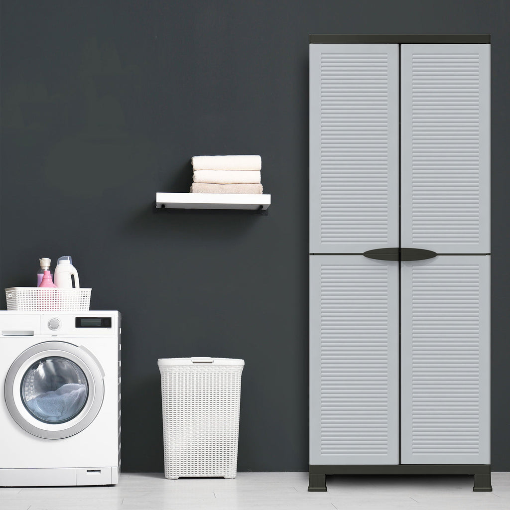 RAM Quality Products PRESTIGE 4 Shelf Adjustable Storage Utility Cabinet, Gray-Furniture | Cabinets & Storage | Storage Cabinets & Lockers-Grease Monkey Garage