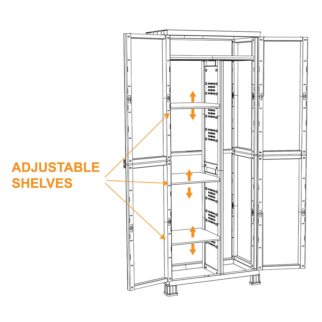 RAM Quality Products PRESTIGE 4 Shelf Adjustable Storage Utility Cabinet, Gray-Furniture | Cabinets & Storage | Storage Cabinets & Lockers-Grease Monkey Garage