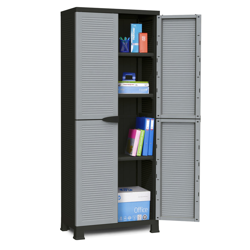 RAM Quality Products PRESTIGE UTILITY 3 Shelf Lockable Storage Cabinet, Gray-*Furniture | Cabinets & Storage | Storage Cabinets & Lockers-Grease Monkey Garage