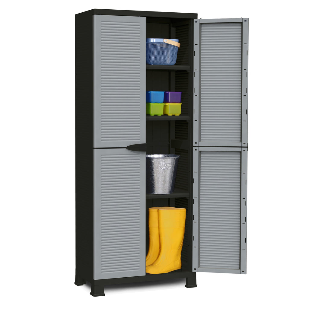 RAM Quality Products PRESTIGE UTILITY 3 Shelf Lockable Storage Cabinet, Gray-*Furniture | Cabinets & Storage | Storage Cabinets & Lockers-Grease Monkey Garage