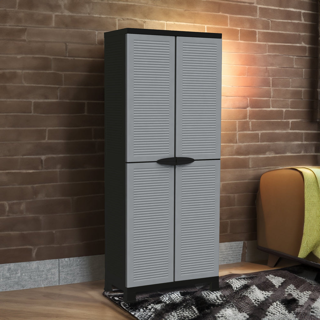 RAM Quality Products PRESTIGE UTILITY 3 Shelf Lockable Storage Cabinet, Gray-*Furniture | Cabinets & Storage | Storage Cabinets & Lockers-Grease Monkey Garage