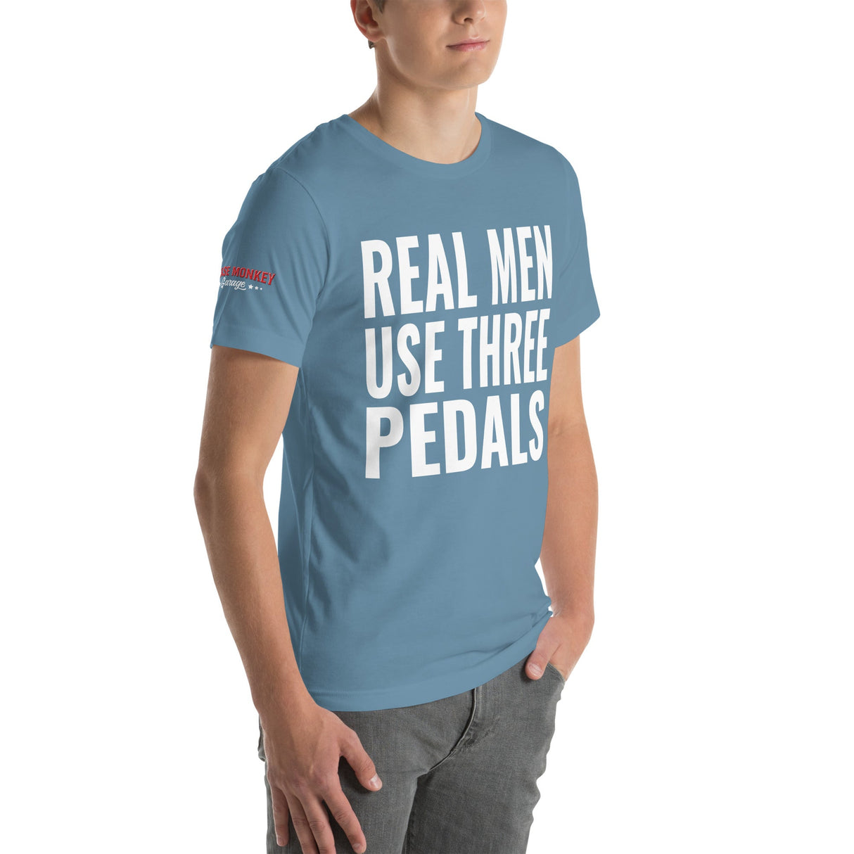 Real Men Use Three Pedals Unisex T-Shirt-Grease Monkey Garage
