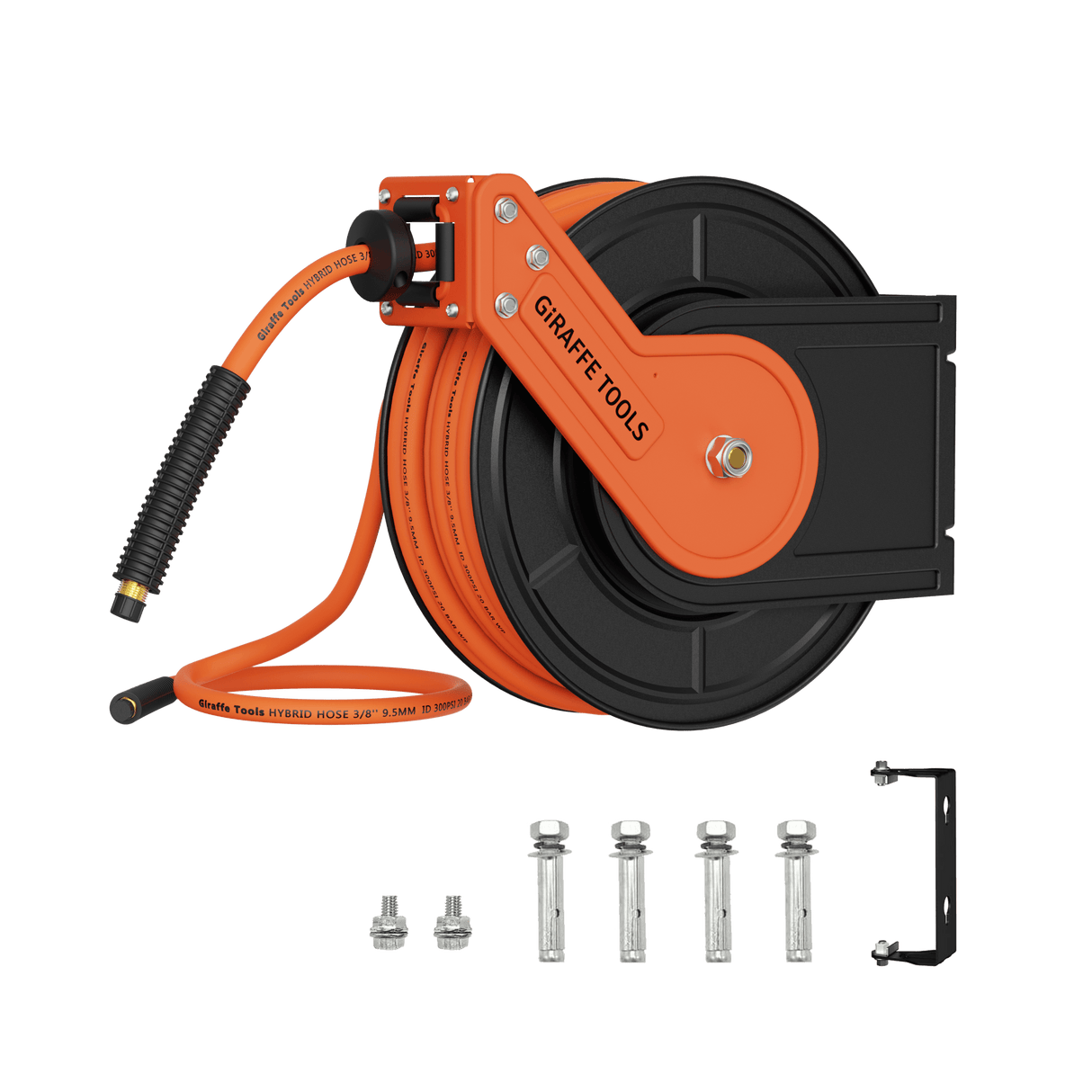Retractable Air Hose Reel-Alloy Steel Reel-3/8in-Retractable Air Hose Reel-Grease Monkey Garage