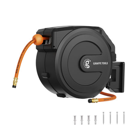 Retractable Air Hose Reel-PP Housing-3/8in-50ft-Retractable Air Hose Reel-Grease Monkey Garage