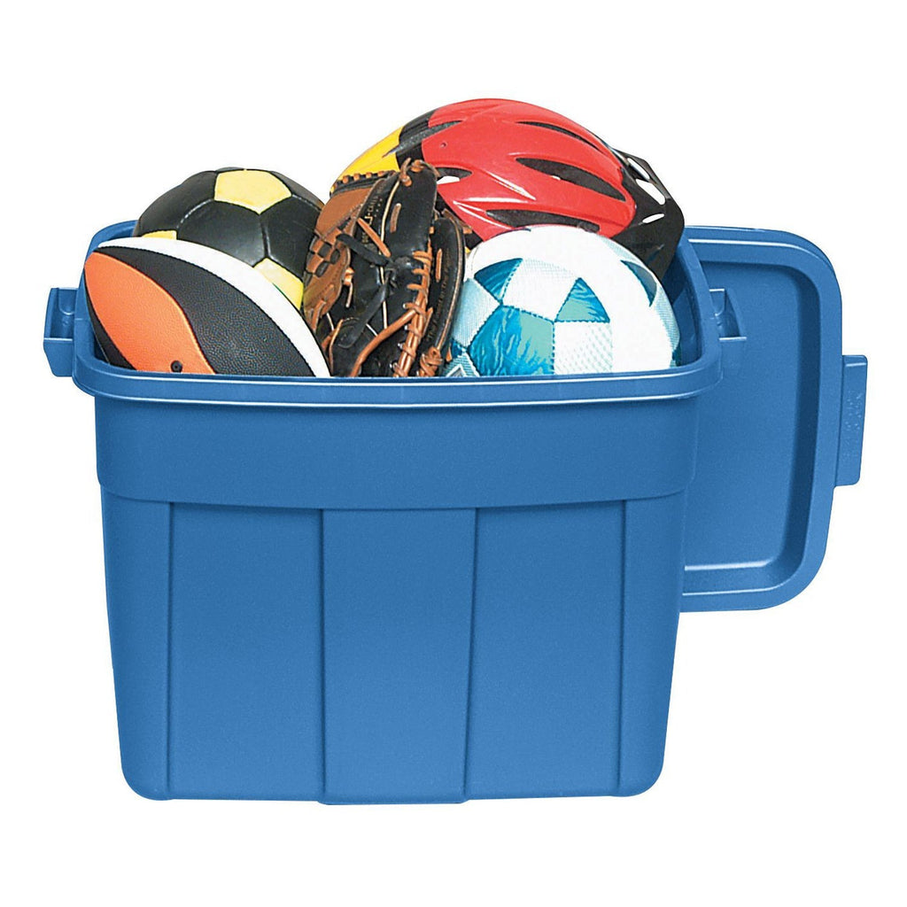 Rubbermaid Roughneck 25 Gal Stackable Storage Container, Heritage Blue (4 Pack)-Home & Garden | Household Supplies | Storage & Organization | Household Storage Containers-Grease Monkey Garage