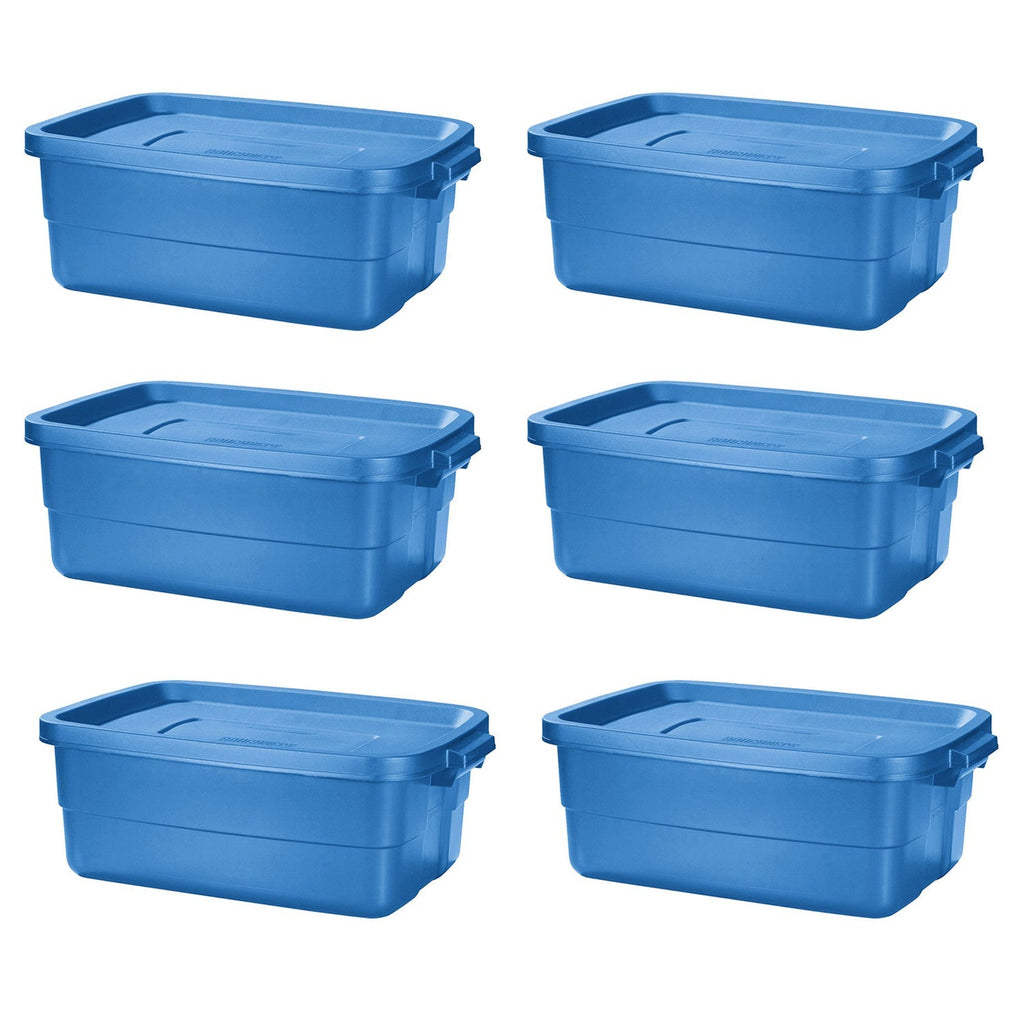 Rubbermaid Roughneck Tote 10 Gallon Storage Container, Heritage Blue (6 Pack)-*Home&Garden | Household Supplies | Storage & Organization | Household Storage Containers-Grease Monkey Garage