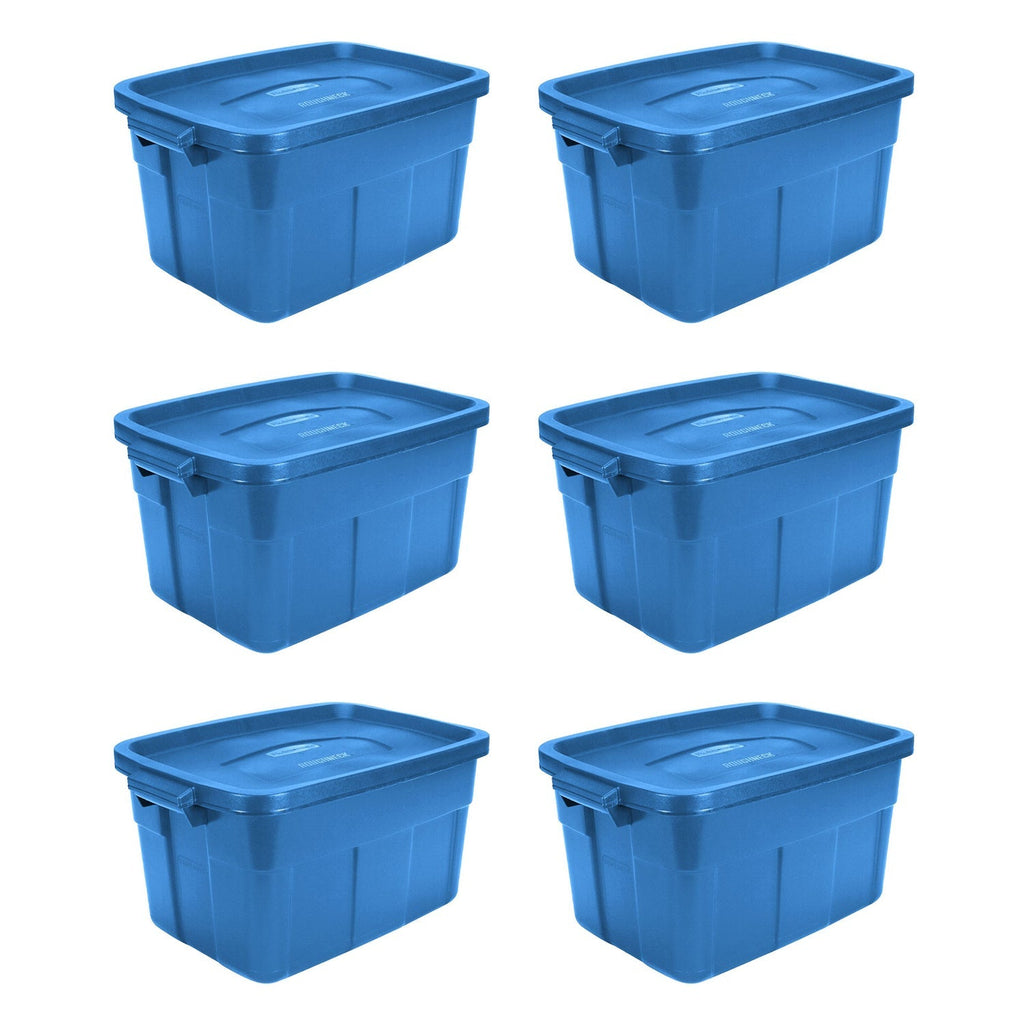 Rubbermaid Roughneck Tote 14 Gallon Storage Container, Heritage Blue (6 Pack)-*Home&Garden | Household Supplies | Storage & Organization | Household Storage Containers-Grease Monkey Garage