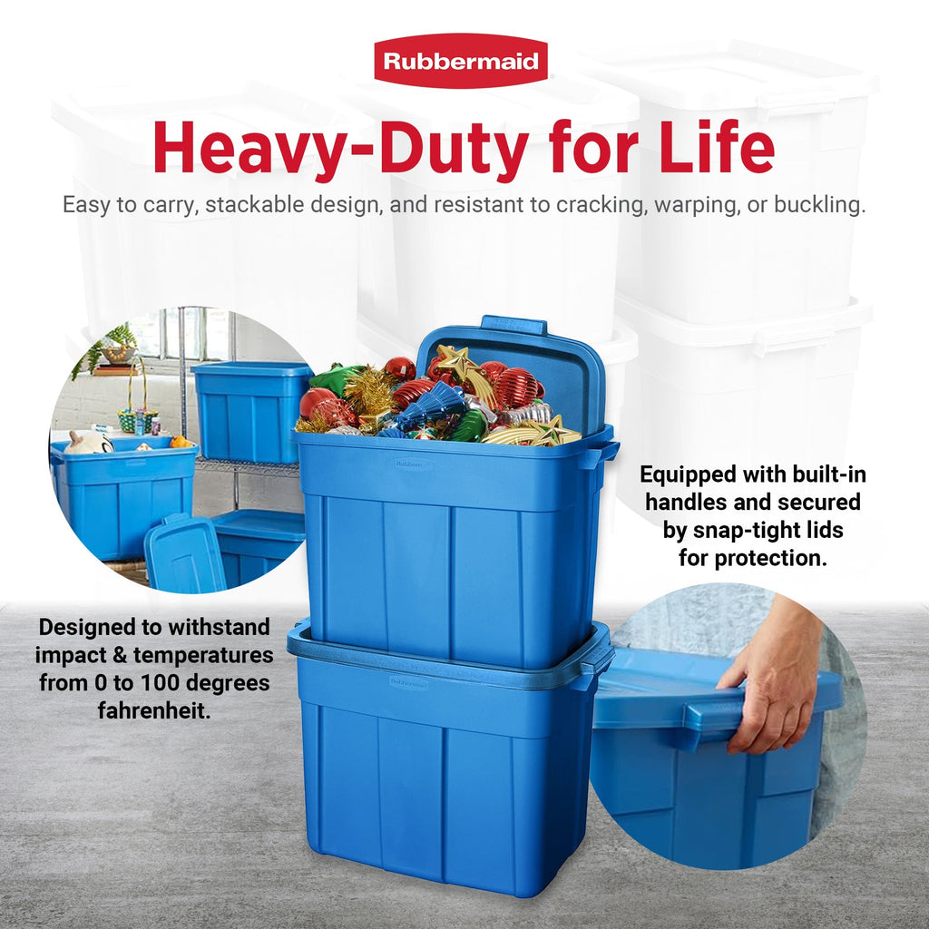 Rubbermaid Roughneck Tote 18 Gallon Storage Container, Heritage Blue (6 Pack)-*Home&Garden | Household Supplies | Storage & Organization | Household Storage Containers-Grease Monkey Garage