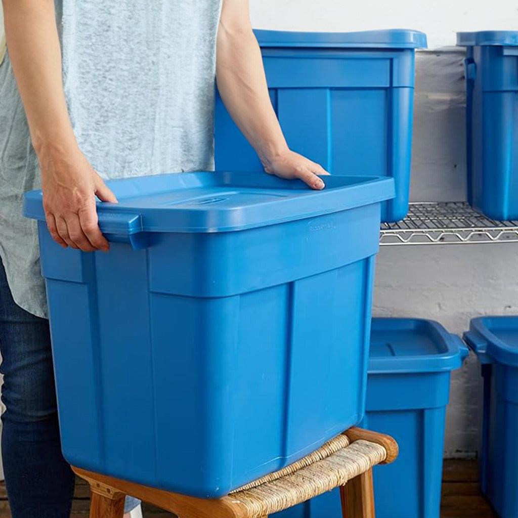 Rubbermaid Roughneck Tote 18 Gallon Storage Container, Heritage Blue (6 Pack)-*Home&Garden | Household Supplies | Storage & Organization | Household Storage Containers-Grease Monkey Garage