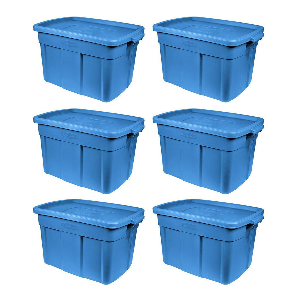 Rubbermaid Roughneck Tote 18 Gallon Storage Container, Heritage Blue (6 Pack)-*Home&Garden | Household Supplies | Storage & Organization | Household Storage Containers-Grease Monkey Garage