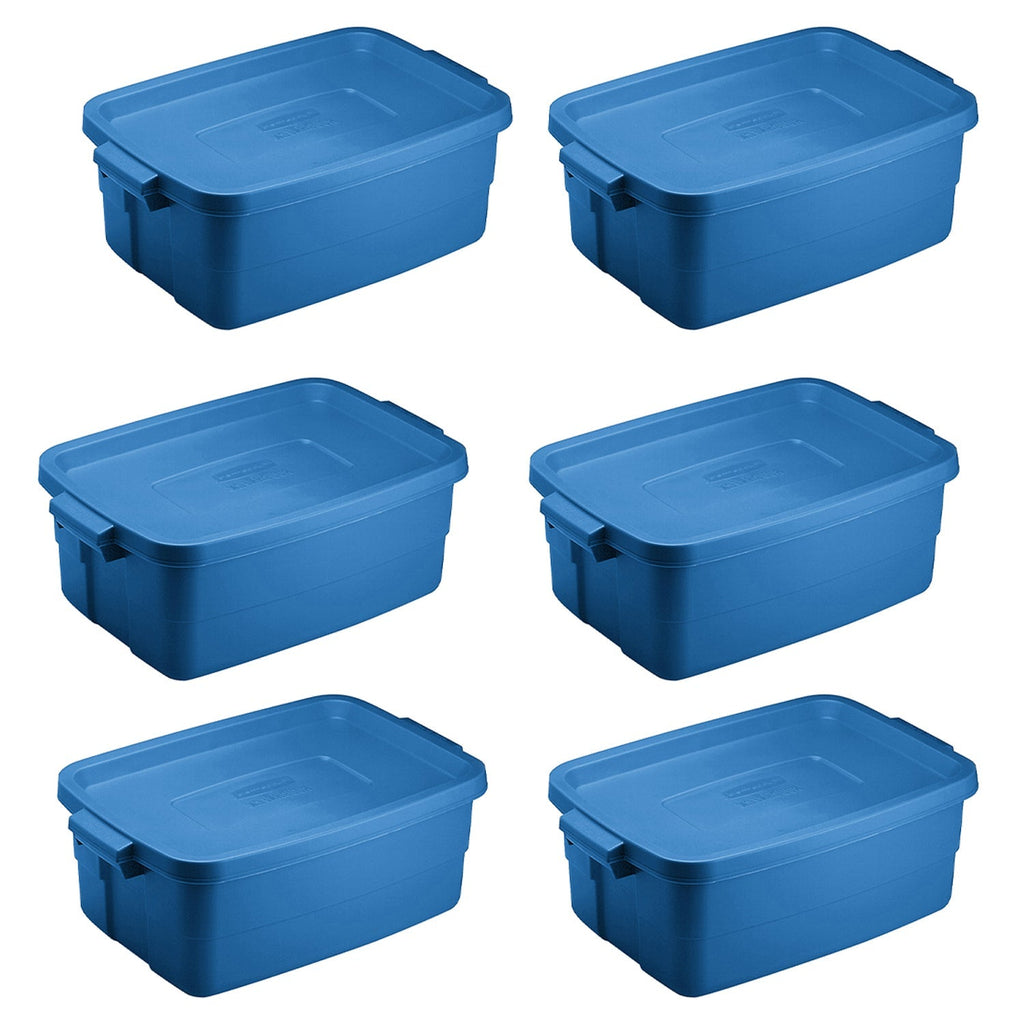 Rubbermaid Roughneck Tote 3 Gallon Storage Container, Heritage Blue (6 Pack)-Home & Garden | Household Supplies | Storage & Organization | Household Storage Containers-Grease Monkey Garage