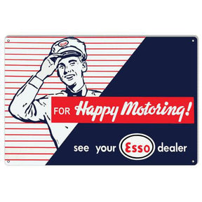 See Your Esso Dealer for Happy Motoring! Metal Sign-Metal Signs-Grease Monkey Garage