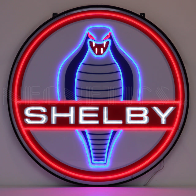 Shelby Cobra LED Flex-Neon Sign in Steel Can-Grease Monkey Garage
