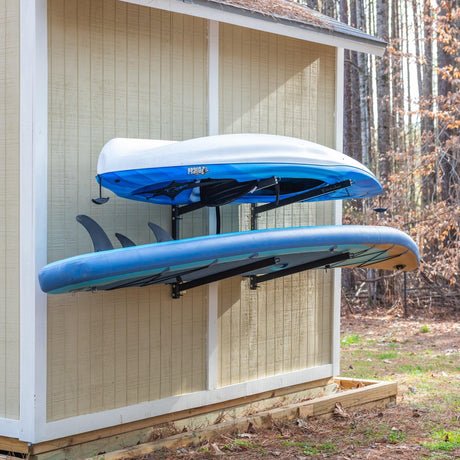 Shenandoah Kayak Storage | Outdoor Adjustable Rack | 2 Levels-Wall Mounted-Grease Monkey Garage