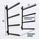 Shenandoah Kayak Storage | Outdoor Adjustable Rack | 4 Levels-Wall Mounted-Grease Monkey Garage
