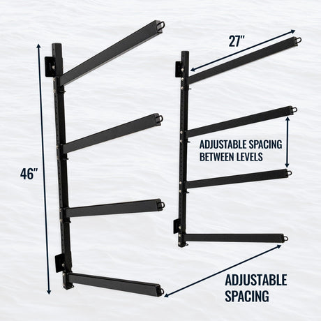 Shenandoah Kayak Storage | Outdoor Adjustable Rack | 4 Levels-Wall Mounted-Grease Monkey Garage