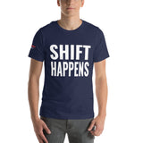 Shift Happens Unisex T-Shirt-Grease Monkey Garage