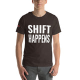 Shift Happens Unisex T-Shirt-Grease Monkey Garage