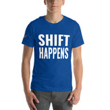 Shift Happens Unisex T-Shirt-Grease Monkey Garage