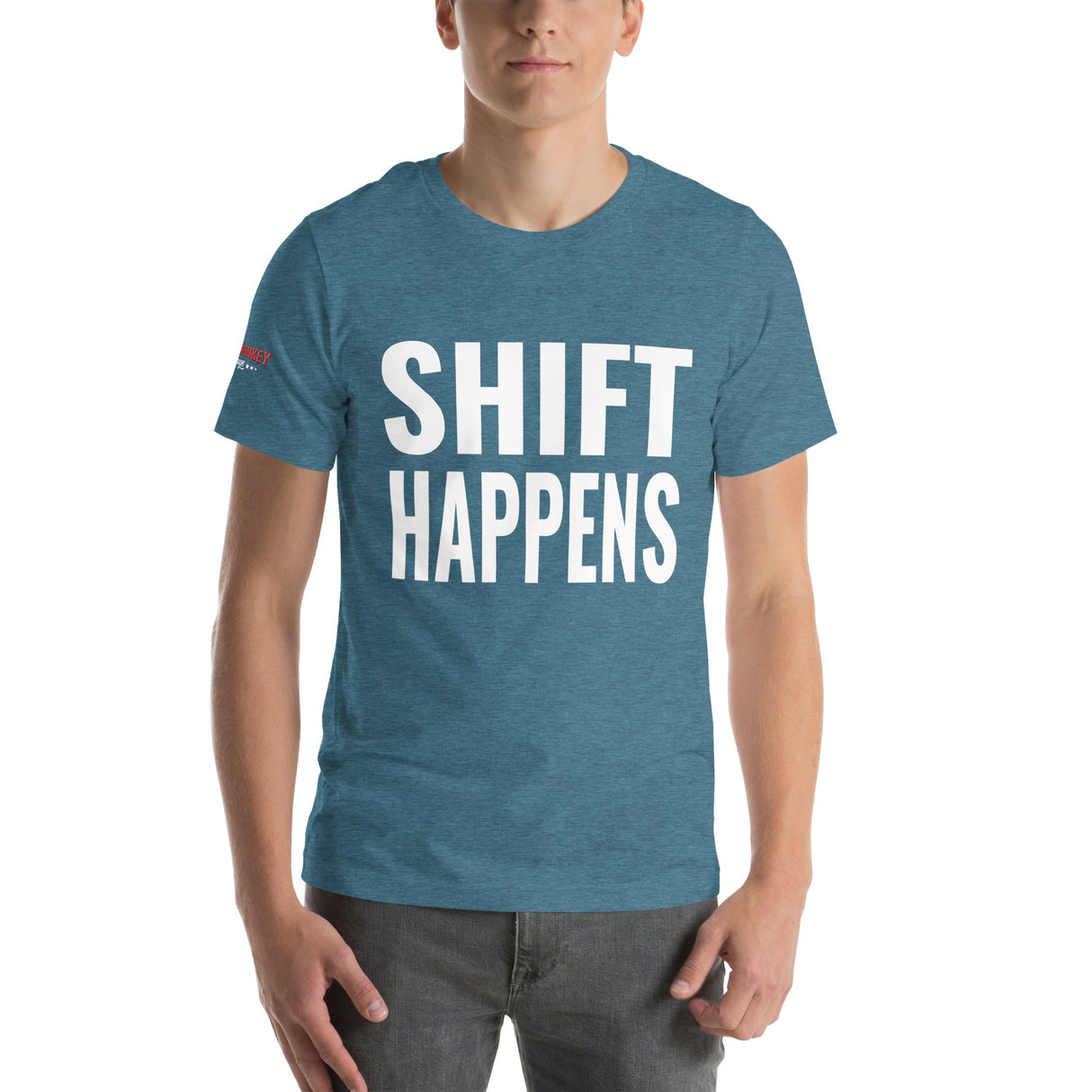 Shift Happens Unisex T-Shirt-Grease Monkey Garage