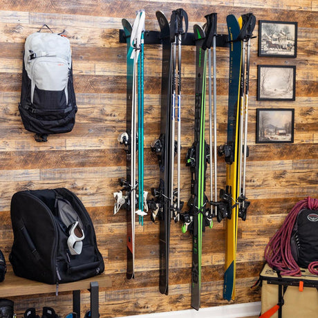 Snowbasin Ski Storage Rack | Holds 8 Pairs of Skis-Wall Mounted-Grease Monkey Garage