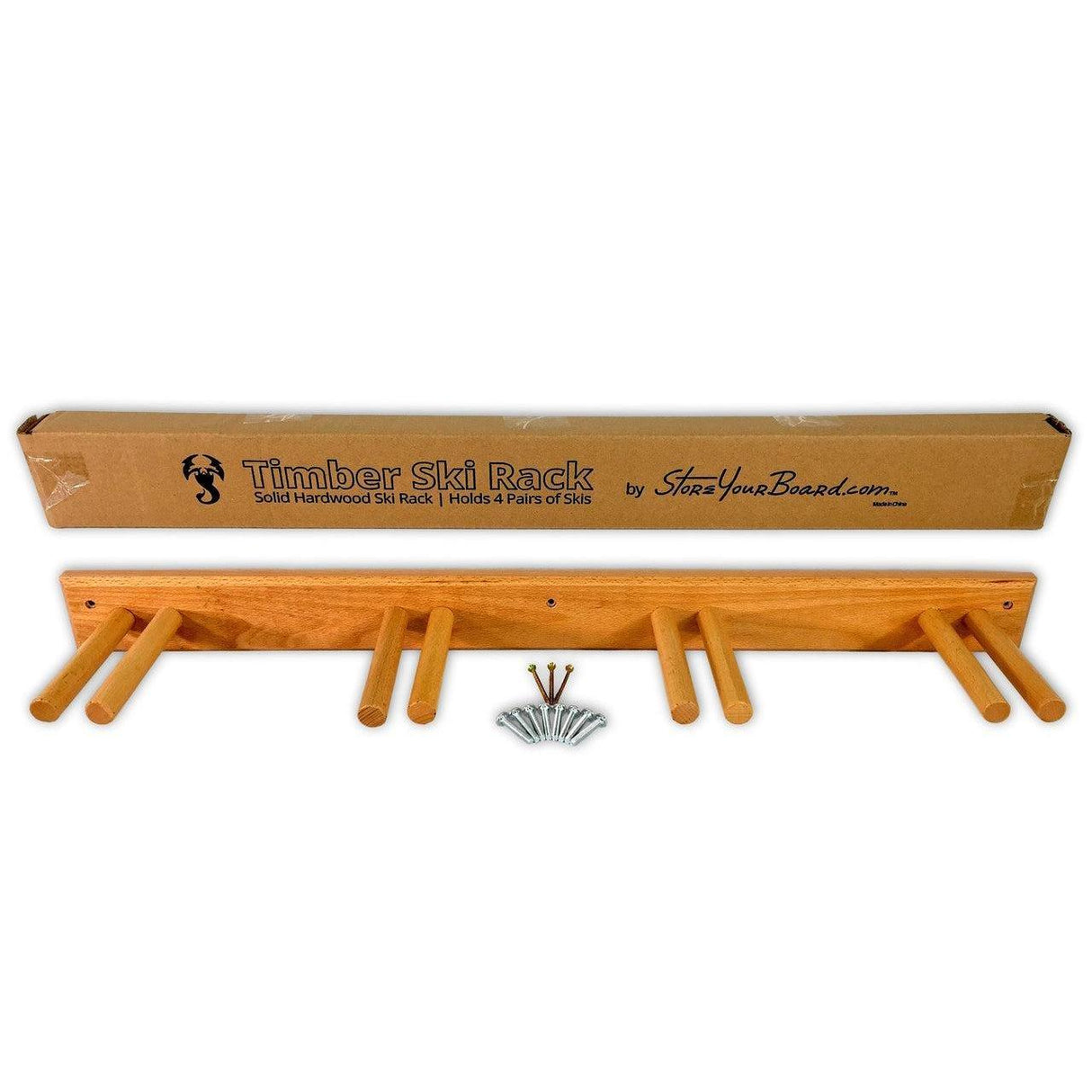 Snowbird Ski Storage Wood Rack | Holds 4 Pairs of Skis-Wall Mounted-Grease Monkey Garage