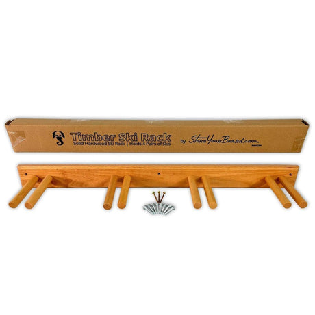 Snowbird Ski Storage Wood Rack | Holds 4 Pairs of Skis-Wall Mounted-Grease Monkey Garage