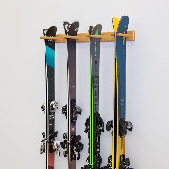 Snowbird Ski Storage Wood Rack | Holds 4 Pairs of Skis-Wall Mounted-Grease Monkey Garage