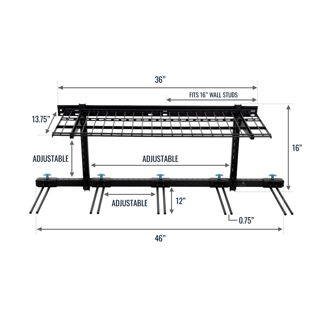 Solitude Ski + Shelf | Adjustable Wall Storage System | Holds 10 Pairs of Skis-Wall Mounted-Grease Monkey Garage