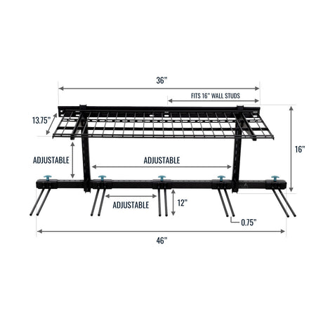 Solitude Ski + Shelf | Adjustable Wall Storage System | Holds 10 Pairs of Skis-Wall Mounted-Grease Monkey Garage