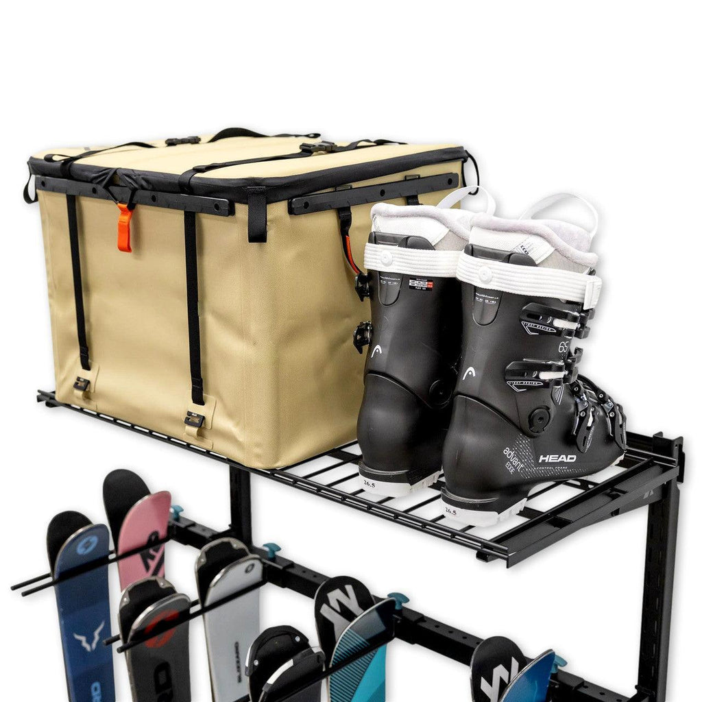 Solitude Ski + Shelf | Adjustable Wall Storage System | Holds 10 Pairs of Skis-Wall Mounted-Grease Monkey Garage