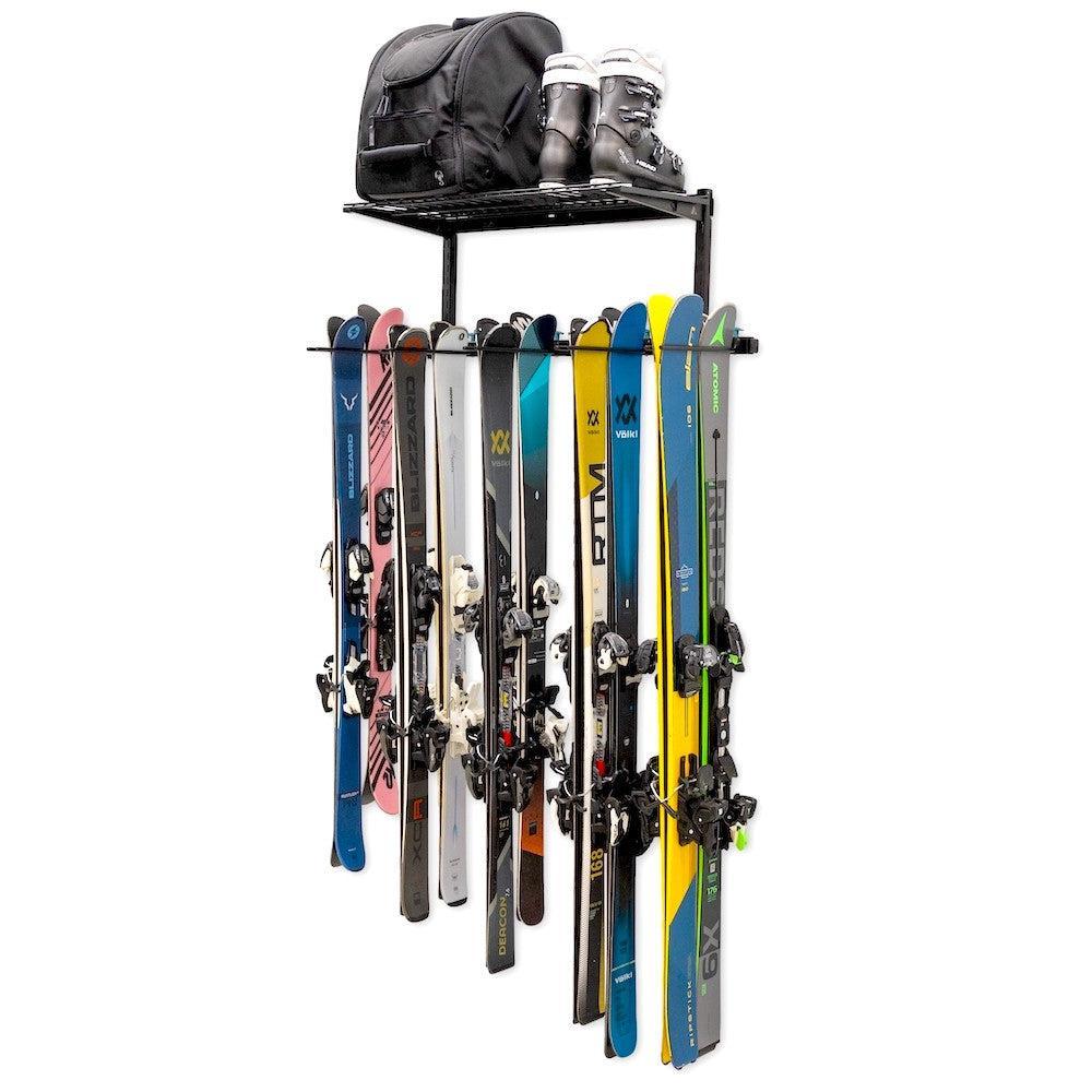 Solitude Ski + Shelf | Adjustable Wall Storage System | Holds 10 Pairs of Skis-Wall Mounted-Grease Monkey Garage