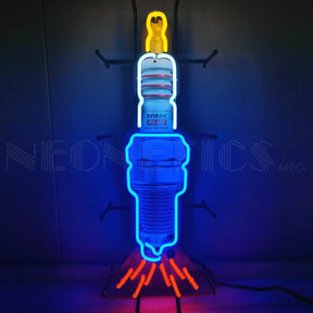 Spark Plug Vertical Junior Neon Sign-Neon Signs-Grease Monkey Garage