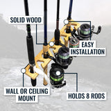 Stillwater Fishing Pole Storage Rack | Holds up to 8 Rods-Wall Mounted-Grease Monkey Garage