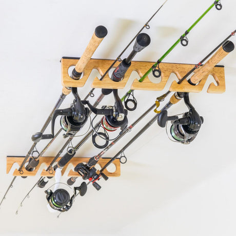 Stillwater Fishing Pole Storage Rack | Holds up to 8 Rods-Wall Mounted-Grease Monkey Garage