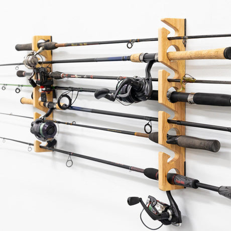 Stillwater Fishing Pole Storage Rack | Holds up to 8 Rods-Wall Mounted-Grease Monkey Garage