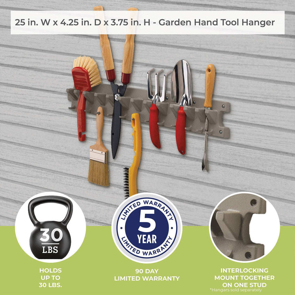 Suncast V713 2 Foot Wall Mounted Garage Garden Hand Tool Organizer, Platinum-*Hardware | Hardware Accessories | Tool Storage & Organization | Tool Boxes-Grease Monkey Garage