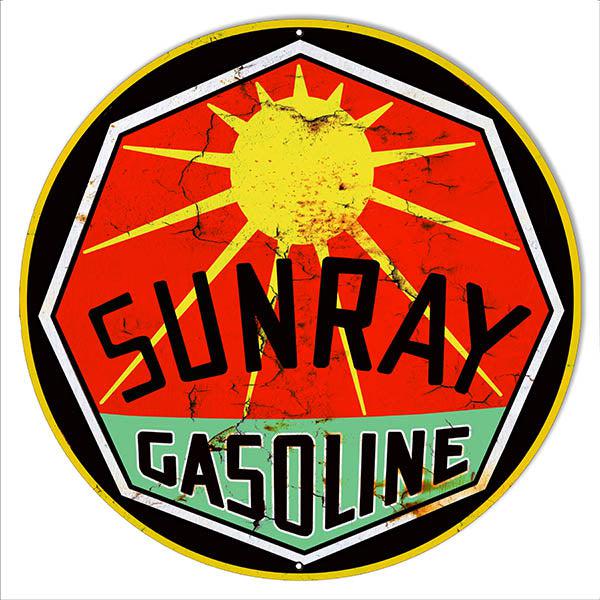Sunray Gasoline Metal Sign-Metal Signs-Grease Monkey Garage