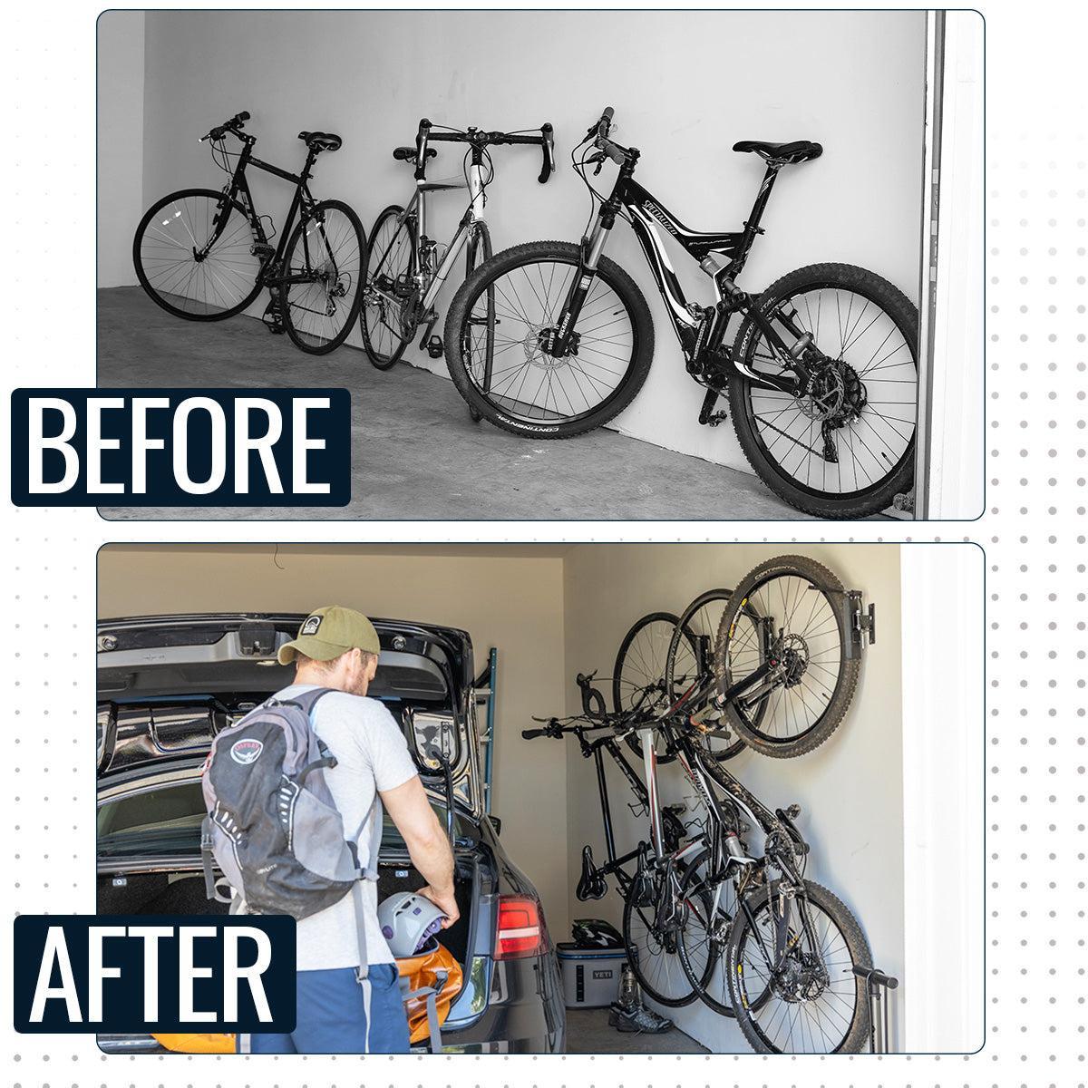 Swivel Mount Bike Storage Rack | 4 Bicycle | Garage Wall Hook | Mud-Wall Mounted-Grease Monkey Garage