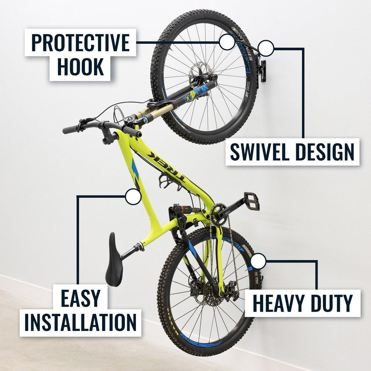 Swivel Mount Bike Storage Rack | Garage Wall Hook | Mud-Wall Mounted-Grease Monkey Garage