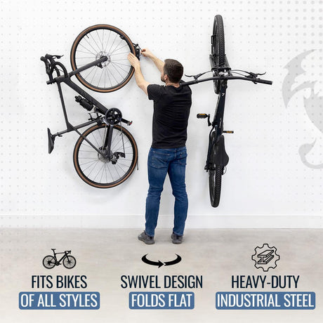 Swivel Mount Bike Storage Rack | Garage Wall Hook-Wall Mounted-Grease Monkey Garage