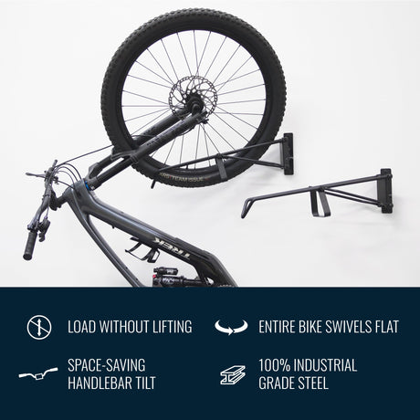 SwivelStow No-Lift Mountain Bike Rack | 2 Pack-Wall Mounted-Grease Monkey Garage