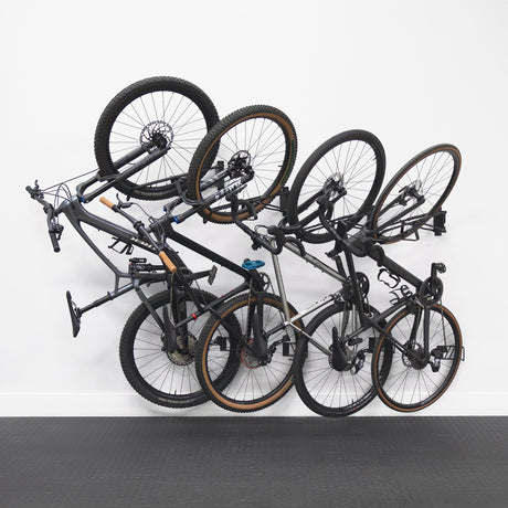 SwivelStow No-Lift Mountain Bike Rack | 4 Pack-Wall Mounted-Grease Monkey Garage