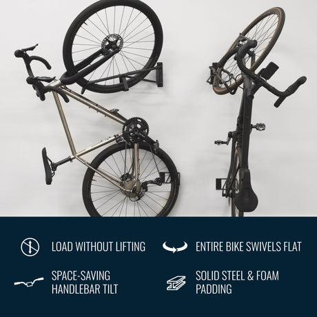 SwivelStow No-Lift Road & Gravel Bike Rack | 4 Pack-Wall Mounted-Grease Monkey Garage