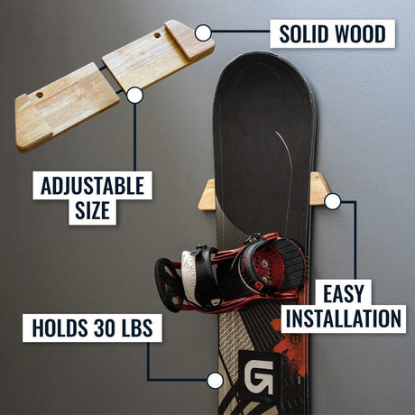 Taos Snowboard Storage | Minimalist Wood Display Rack-Wall Mounted-Grease Monkey Garage