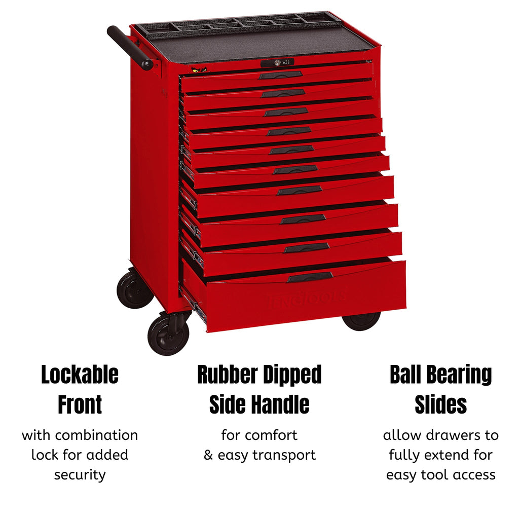 Teng Tools 10 Drawer Heavy Duty Roller Cabinet Tool Chest / Wagon - TCW810N-Tool Storage-Grease Monkey Garage