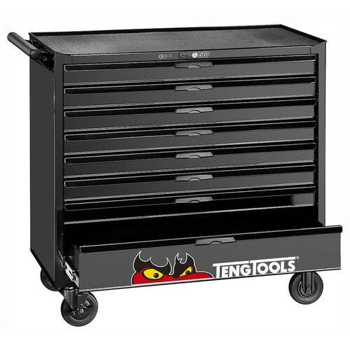 Teng Tools 37 Inch Wide 8 Drawer Black Roller Cabinet Tool Box Workstation - TCW208NBK1-Tool Storage-Grease Monkey Garage